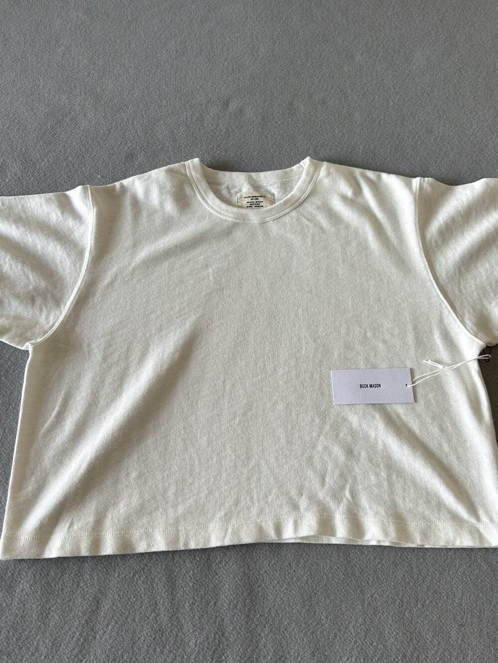 Buck Mason Women's White Field-Spec Boyfriend Crop Tee Sz L NWI MSRP 55 [CB43]